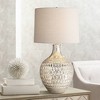 360 Lighting Waylon Modern Table Lamp 28" Tall Textured Mercury Glass Off White Tapered Drum Shade for Bedroom Living Room Bedside Nightstand Office - 2 of 4