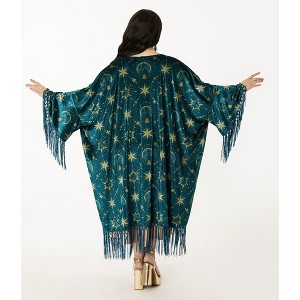Disney Princess Collection by Unique Vintage Women's Velvet Fringe Scarf Coat - 1 of 4