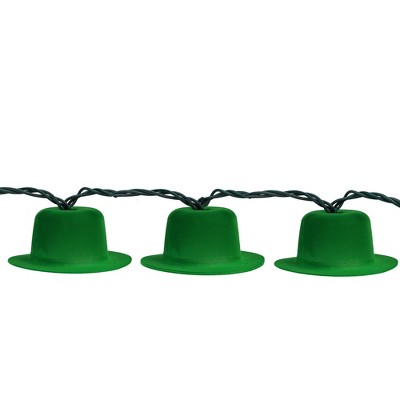 Northlight 10ct Irish Leprechaun Hat St. Patrick's Day String Lights - 7.5' Green Wire