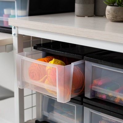 Sleek Black 7qt Stackable Plastic Storage Drawers - Set of 4