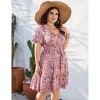 Plus Size V Neck Midi Dress Wrap Short Sleeves High Waisted Summer Casual Belt Dress - 3 of 4