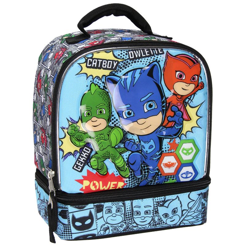 PJ Masks Comic Book 3-D Character Dual Compartment Insulated Lunch Bag Tote Multicoloured, 1 of 8