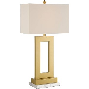 360 Lighting Marshall Modern Table Lamp with White Marble Riser 30" Tall Champagne Gold Oatmeal Shade for Bedroom Living Room Bedside Nightstand House - 1 of 4