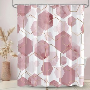 Pink Modern Shower Curtain for Bathroom, Geometric Art Decor Waterproof Bath Curtain 70.8x70.8 Inch - 1 of 1