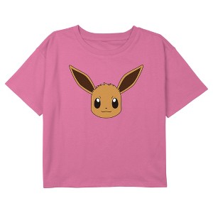 Girl's Pokemon Eevee Face Portrait Crop Top T-Shirt - 1 of 3