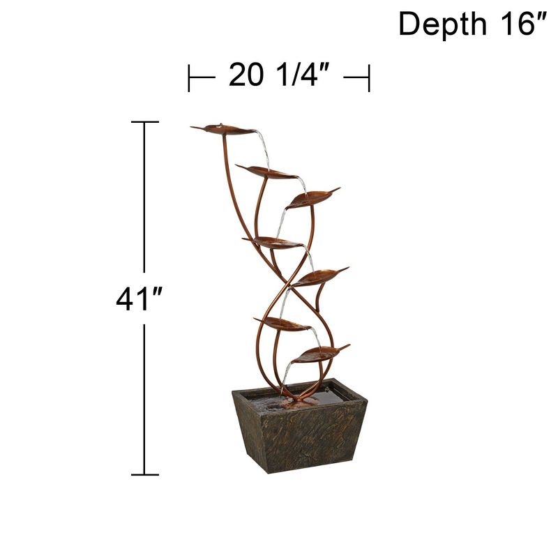 John Timberland Ashton Curved Leaves Modern Cascading Outdoor Floor Water Fountain 41" for Yard Garden Patio Home Deck Porch House Exterior Balcony, 4 of 9