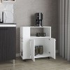Gulches White Kitchen Cart with Microwave Shelf, Open Storage, Two-Door Cabinet, 32.8" H x 29.5" W x 15.7" D - 2 of 4