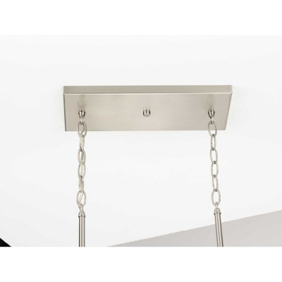 Mast 38" Brushed Nickel Linear Chandelier with Faux Wood Accents