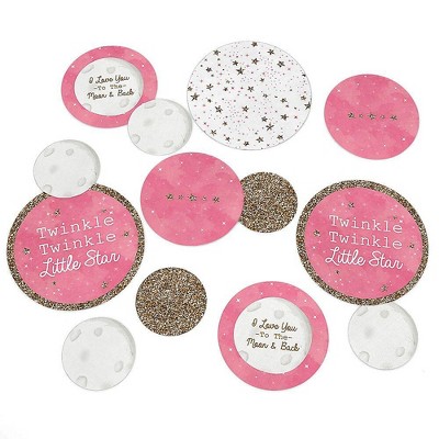 Big Dot of Happiness Pink Twinkle Twinkle Little Star - Baby Shower or Birthday Party Giant Circle Confetti - Party Décor - Large Confetti 27 Count