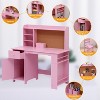 Jojoka Kids Desk and Chair Set,Wooden Study Table with Storage Shelf,Writing Table for Boys and Girls,Pink - 4 of 4