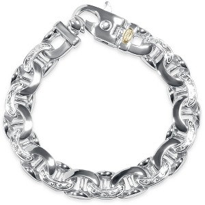 Pompeii3 Men's Designed Link 14k Gold (75gram) or Platinum (121gram) 12.5mm Bracelet 8.5" - 1 of 2