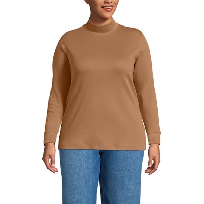 Lands' End Women's Relaxed Cotton Long Sleeve Mock Turtleneck