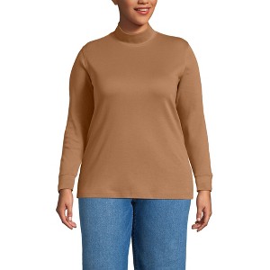 Lands' End Women's Relaxed Cotton Long Sleeve Mock Turtleneck - 1 of 3