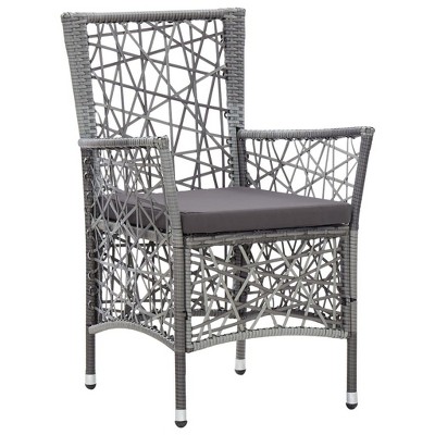 vidaXL Patio Chairs with Cushions, Set of 2 - Poly Rattan Garden Chairs - Water-Resistant & Weatherproof - Gray