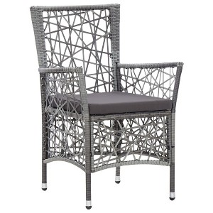 vidaXL Patio Chairs with Cushions, Set of 2 - Poly Rattan Garden Chairs - Water-Resistant & Weatherproof - Gray - 1 of 4