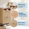 reestanding Shoe Cabinet w/ 2 Flip Drawers & Open Shelf, Fluted Shoe Organizer with Metal Legs, Narrow Entryway Shoe Rack for Hallway, Foyer - 3 of 4