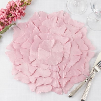 Pink Ginkgo Leaf Design Polyester Placemats Set of 4