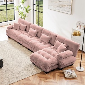 Christopher Knight Home Kelly Modular Chenille Upholstery 173.2" Sectional Sofa with Ottomans - 1 of 4