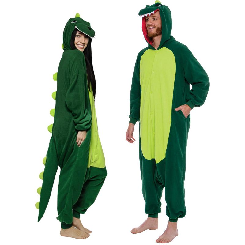 FUNZIEZ! - Dinosaur Adult Unisex Novelty Union Suit Costume for Halloween, 1 of 8