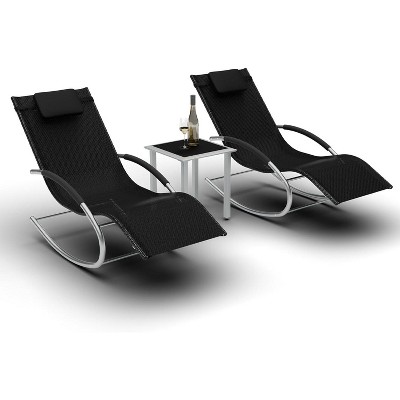 WhizMax Modern Outdoor Lounge Set with Armrest Adjustable Chairs and Side Table, Patio Recliner for Deck, Balcony, Lawn