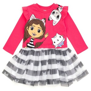 Dreamworks Gabby's Dollhouse Pandy Paws Cakey Cat Girls French Terry Dress Toddler to Big Kid - 1 of 4