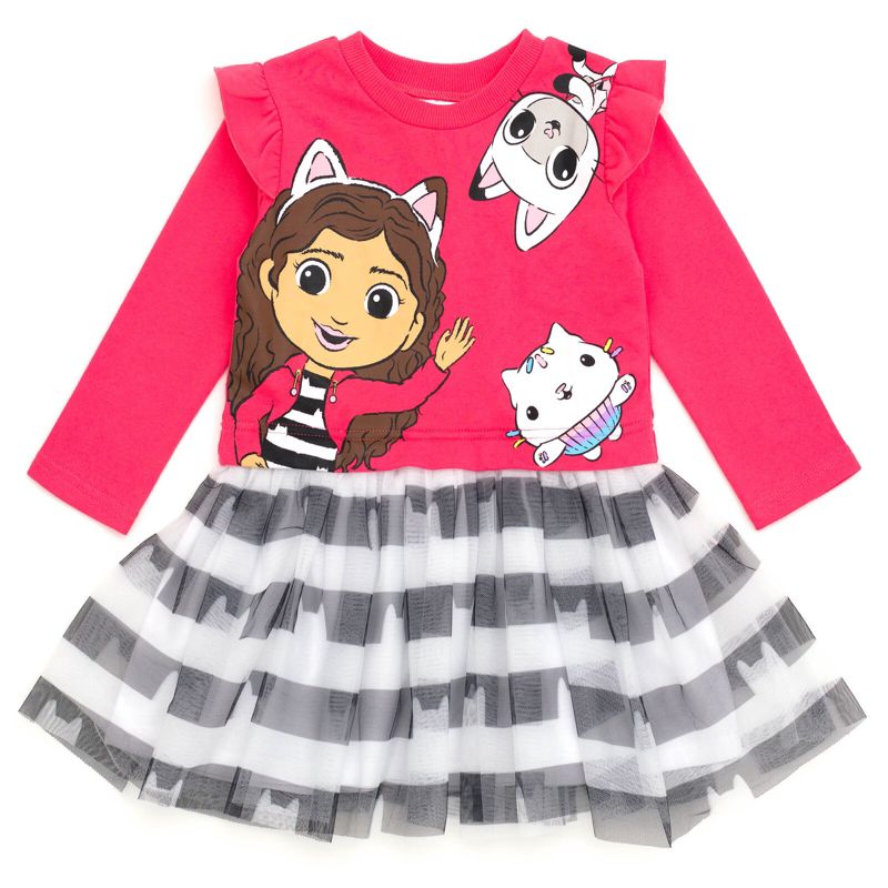 Dreamworks Gabby's Dollhouse Pandy Paws Cakey Cat Girls French Terry Dress Toddler to Big Kid, 1 of 5