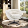 Modern Swivel Accent Chair, Chenille 360° Swivel Chair with Removable Cushion and Black Metal Base for Living Room – Cuddlewood - 3 of 4