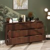 Walnut 6 Drawer Dressers with Fluted Panel Wide Versatile TV Stand Cabinet Table - 2 of 4