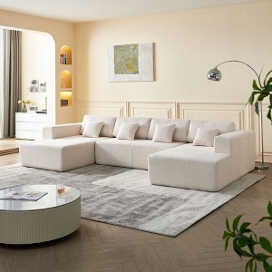 Corduroy U Shaped Sectional Sofa Couch, Reversible & Spacious, Ultimate Comfort with Plush Cushions, Perfect for Modern Living Rooms - 1 of 4