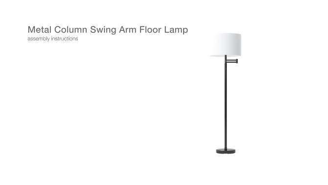 Metal Column Swing Arm Floor Lamp Black/White - Threshold™, 2 of 8, play video