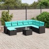 vidaXL 9 Piece Patio Sofa Set with Cushions Black Poly Rattan - 2 of 4