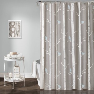Bird on the Tree Shower Curtain Gray/Blue - Lush Decor