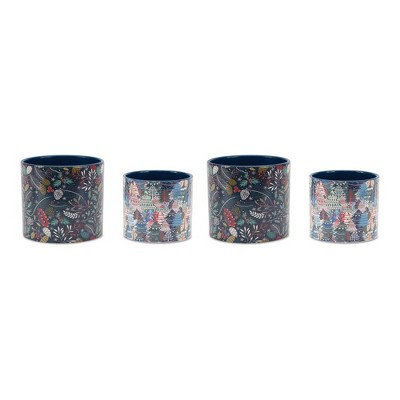 Melrose Berry and Pine Tree Holiday Planter (Set of 4)