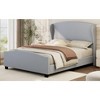 Sapphtopaz Twin Bed Frame Platform Bed with High Wingback Headboard, Linen Upholstered Bed, Bedroom Furniture, No Box Spring Needed, Brown - 2 of 4
