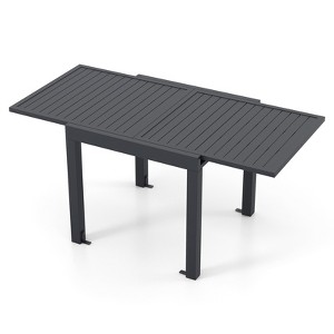 Tangkula Extendable Outdoor Dining Table 31.5 -63 Inches Patio Dining Table w/ All-weather Aluminum Frame Large Rectangular Table - 1 of 4