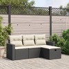 vidaXL Patio Sofa Set with Cushions Outdoor Furniture 4 Piece Poly Rattan - Black and Cream without storage - 2 of 4