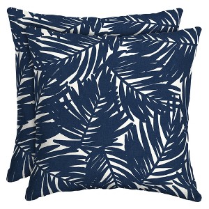 ARDEN earthFIBER Outdoor Toss Pillow, Set of 2, 16 x 16, Water Repellent, Fade Resistant 16 x 16, Navy Blue King Palm - 1 of 4