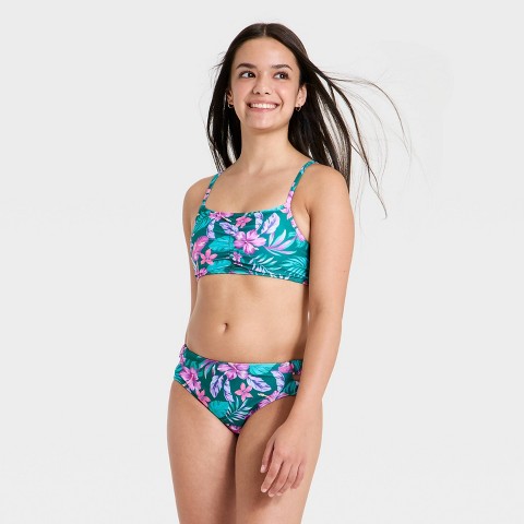 Art Class Girls' Truly Tropical Bikini Set - art class™ Jade Green L