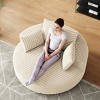 KWPZQEB 55'' Corduroy Foam Single Swivel Chair, 360¡ã Swivel Chair with Pillows, Large Barrel Arm Chairs with Deep Seat, Round Chaise for Living Room - 2 of 4