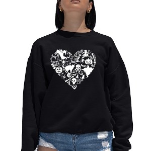 LA Pop Art Halloween Heart - Women's Word Art Crewneck Sweatshirt - 1 of 4