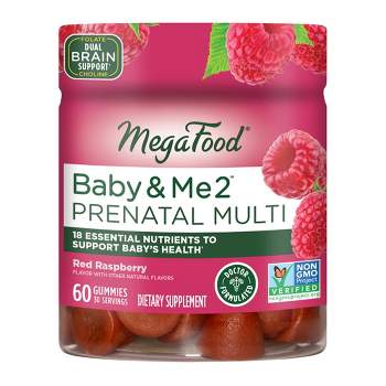 MegaFood Prenatal Gummy Vitamins, Folic Acid, Choline, Vitamin B12, Vitamin B6 - Vegetarian - 60ct