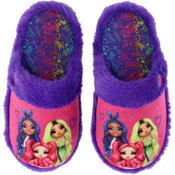 Rainbow High Girl's Slippers, Scuff Two-Tone House Shoe, Purple, Little Kid 8/9 to Big Kid 1/2