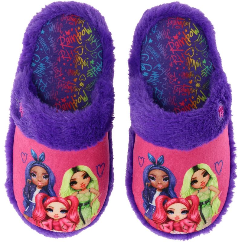 Rainbow High Girl's Slippers, Scuff Two-Tone House Shoe, Purple, Little Kid 8/9 to Big Kid 1/2, 1 of 6