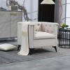 Arm Chairs with Linen Fabric,Mid Century Accent Arm Chairs Comfy Reading Lounge Club Armchair,Accent Single Sofa Chair with Arms-Cuddlewood - 2 of 4