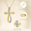GILDED 1/4 cttw Twist Cross Pendant-Necklace in 10KT Yellow Gold or 14K Yellow Gold Plated over Sterling Silver, Natural Round-Cut Diamond, 18" Chain - 2 of 4