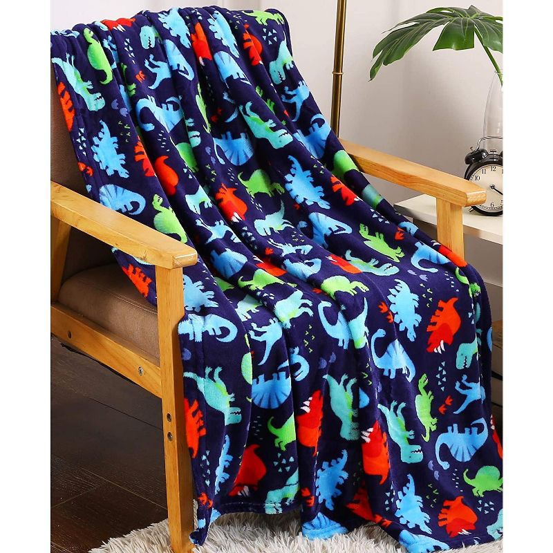 Extra Plush and Comfy Microplush Throw Blanket (50" x 60") Dino-Mite, 1 of 7