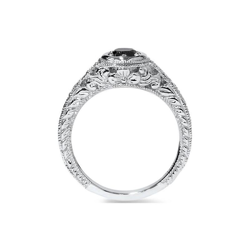 Pompeii3 5/8ct Vintage Treated Black & White Diamond Engagement Ring 14K White Gold, 2 of 6