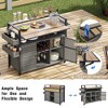 Gulches 52.8"W Grey Wicker Outdoor Grill Cart - Rolling Kitchen Island with Foldable Poly-Wood Top, Storage Cabinet - 3 of 4