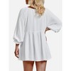 EXLURA Womens Long Sleeve Blouses Swiss Dot Babydoll Loose Fit Maternity Top 2025 Spring Fall Tunic Shirts Dressy Casual Tops White - 4 of 4