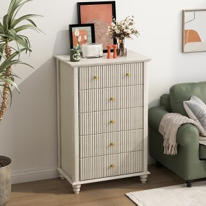 Bella Depot Fluted Wooden 5 Drawers Dresser for Bedroom - 1 of 4